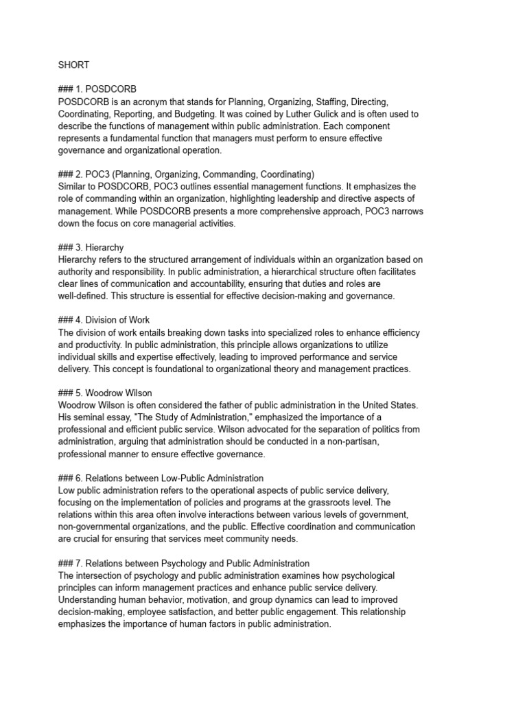 Key Concepts in Public Administration | PDF | Public Administration ...