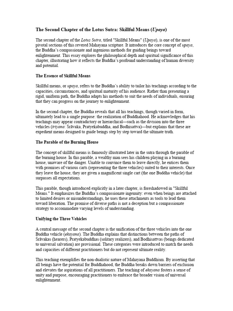 Skillful Means in the Lotus Sutra | PDF | Lotus Sutra | Buddhahood