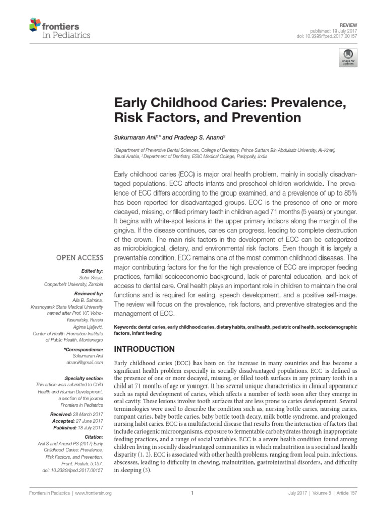 Early Childhood Caries - Prevalence, Risk Factors, and Prevention | PDF ...