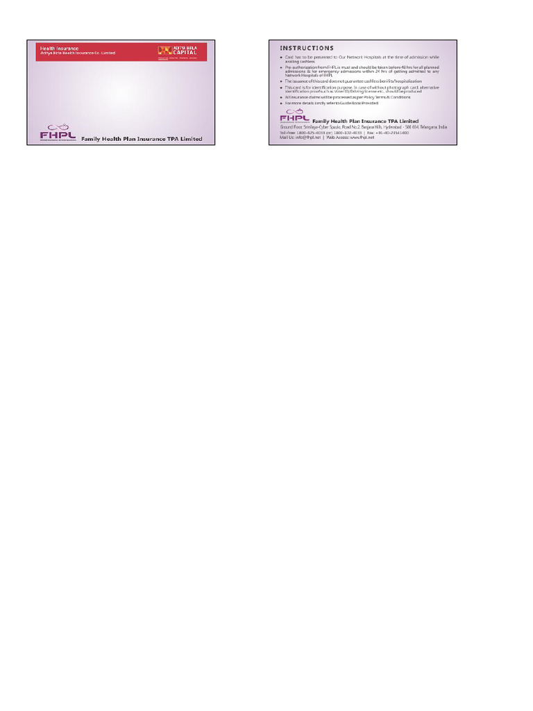 Employee Health Card Terms and Conditions | PDF