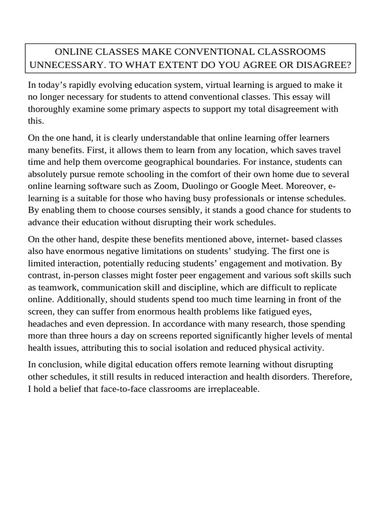 Online Classes vs. Traditional Learning | PDF