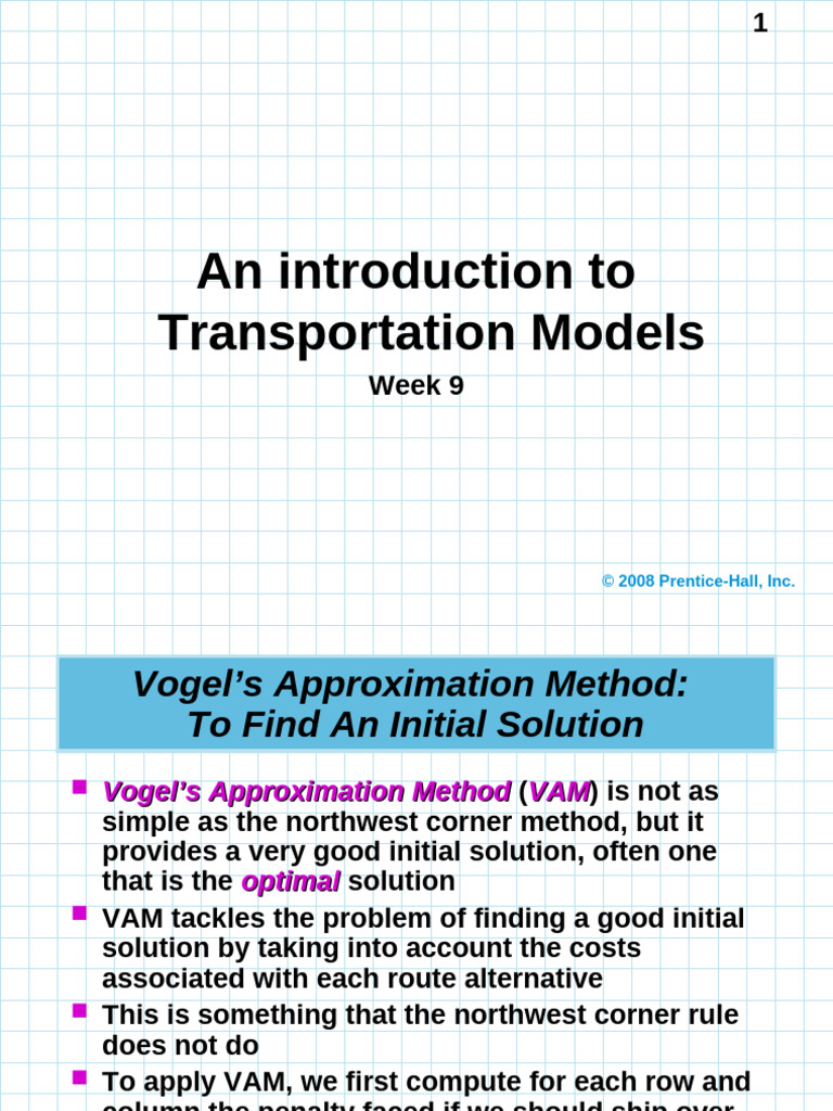 Vogel's Approximation Method Explained | PDF | Algorithms | Applied ...