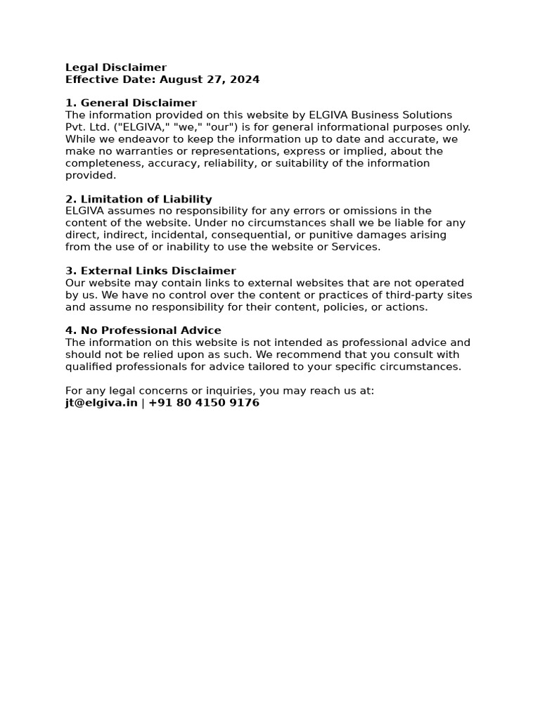 ELGIVA Legal Disclaimer Overview | PDF