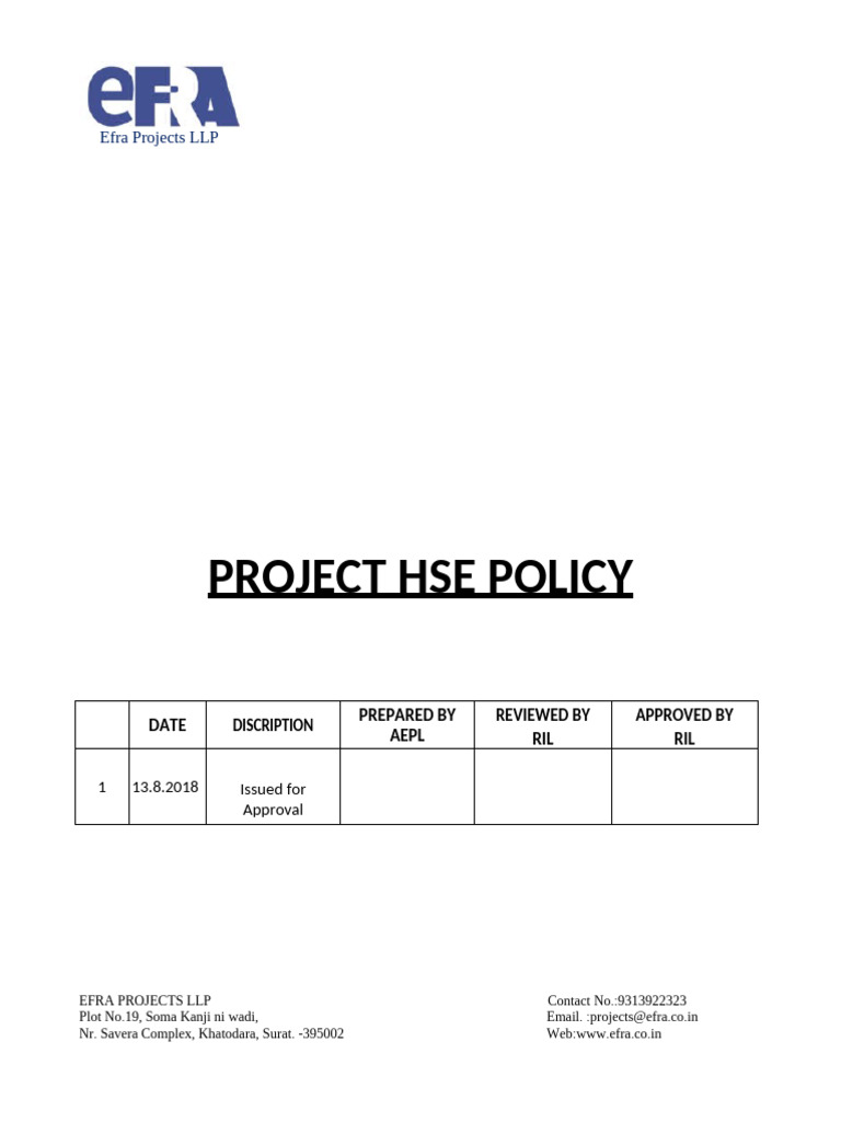 1.1 HSE POLICY | PDF | Occupational Safety And Health | Safety