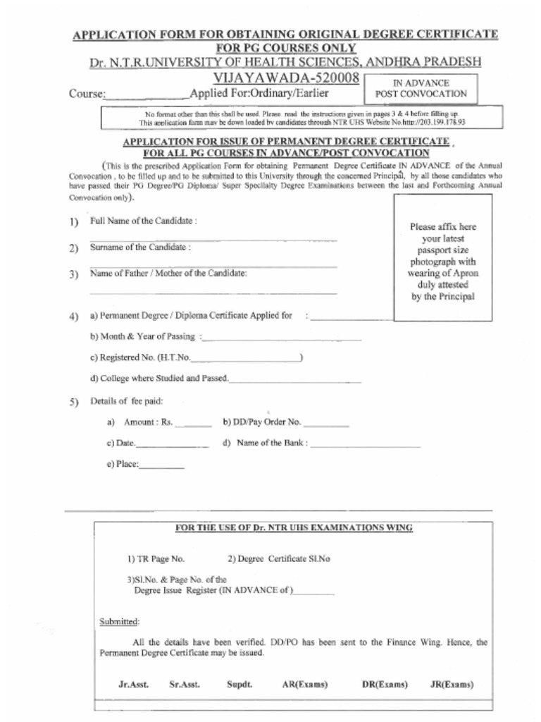 PG OD Application | PDF
