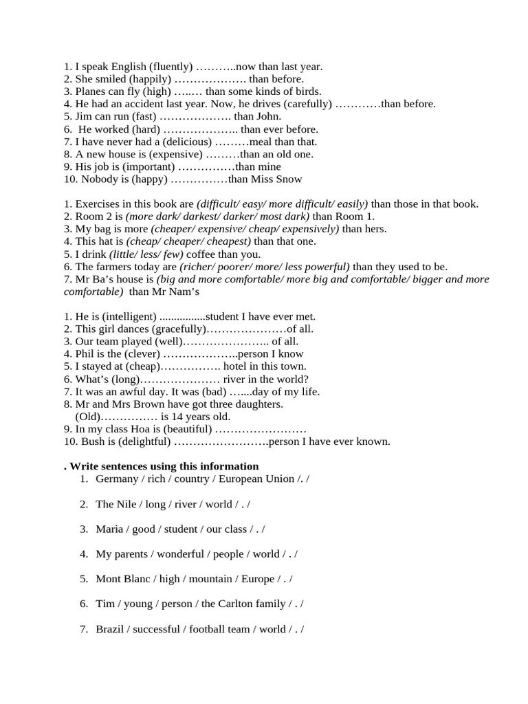Write Sentences Using This Information | PDF
