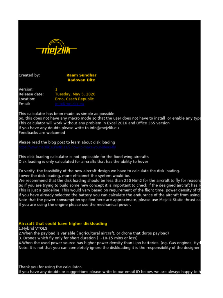 Disk Loading Calculator Guide | PDF | Aircraft | Power Supply