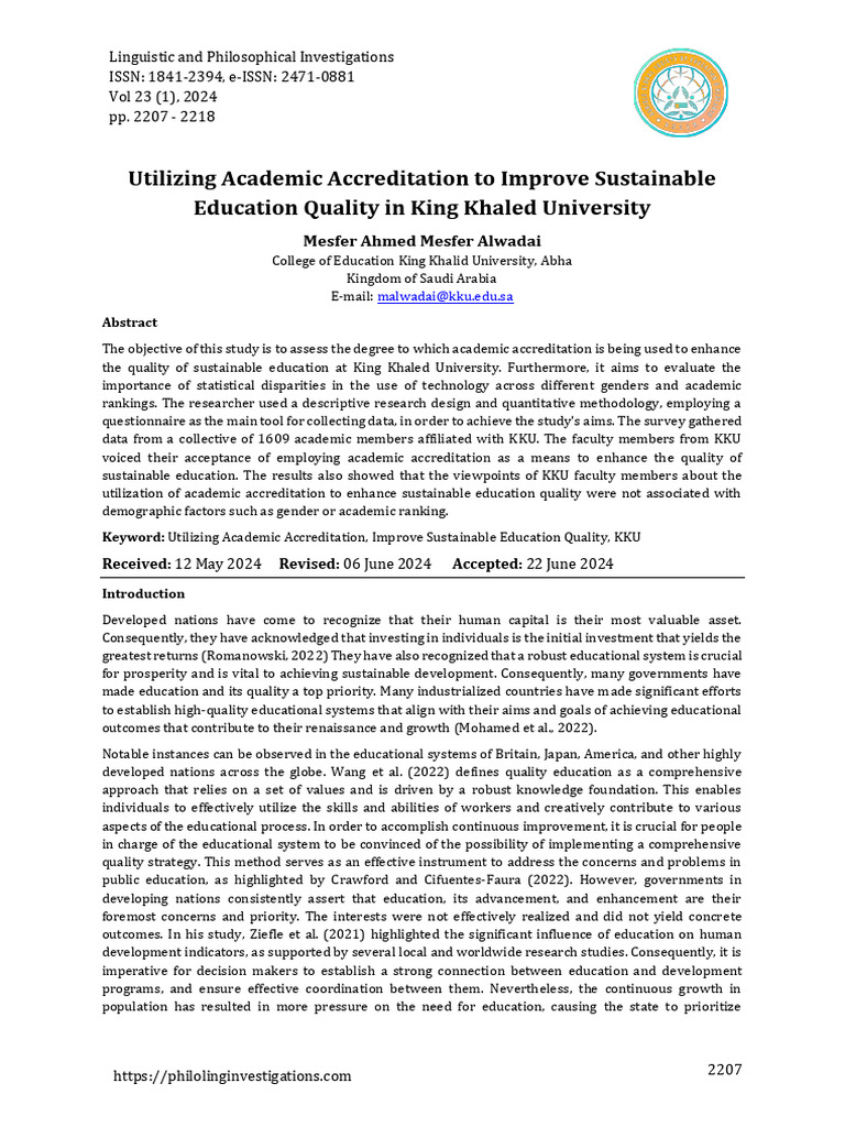 Utilizing Academic Accreditation To Improve Sustainable | PDF | Survey ...