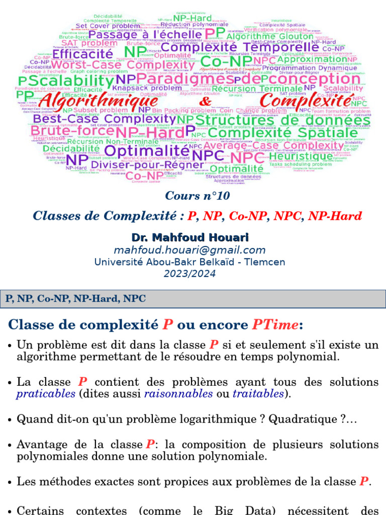 Classes de Complexité : P, NP, Co-NP | PDF | Théorie de la complexité ...