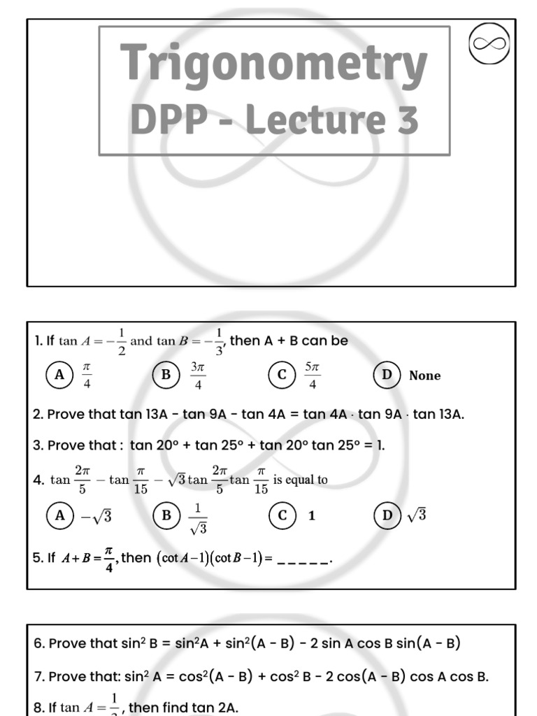 Trigonometry DPP | PDF