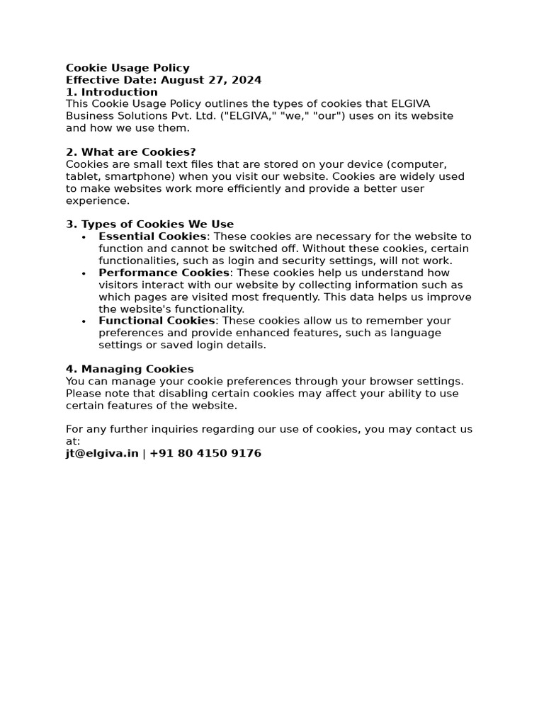 Cookie Usage Policy Overview | PDF