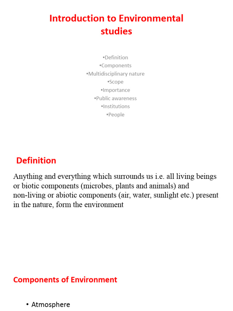 Unit 1 Introduction To Environmental Studies Pdf Natural