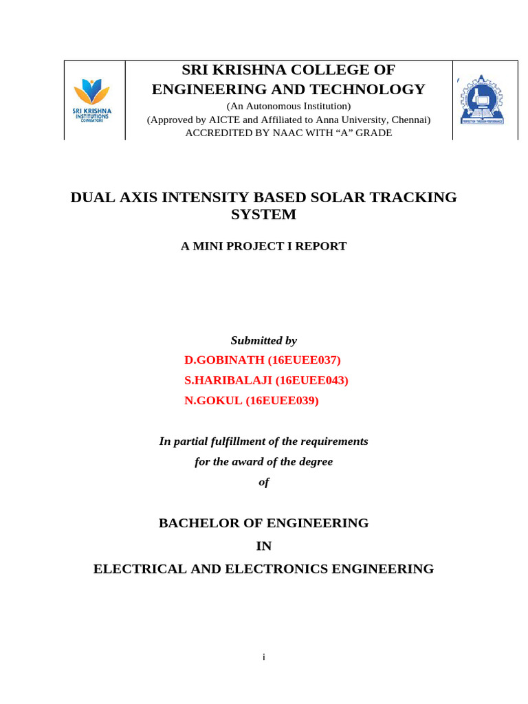 Dual Axis Solar Tracking System Report | PDF | Photovoltaics | Electric ...