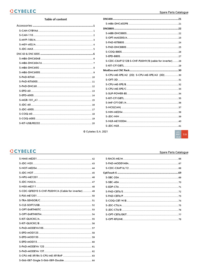 Cybelec Spare Parts Catalogue V2.2 | PDF | Computer Architecture ...