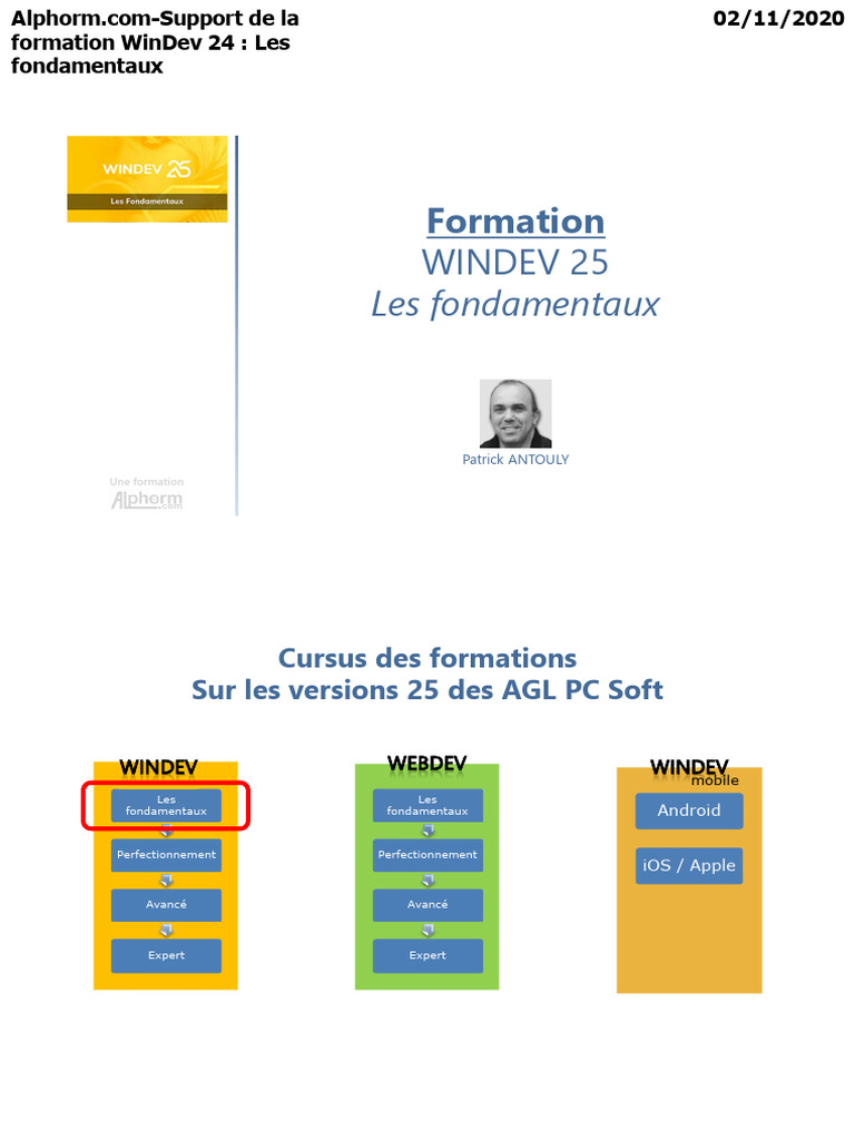 Formation WinDev 25 : Les fondamentaux | PDF | Informatique | Logiciel