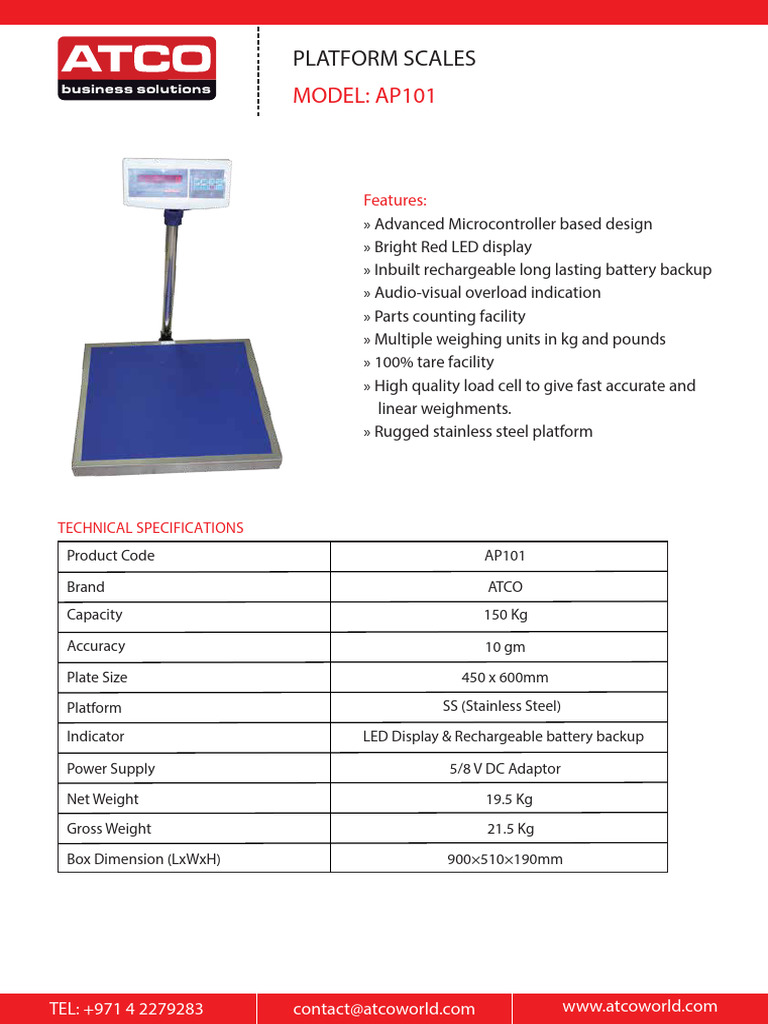 ATCO Platform Scales Overview | PDF | Weight | Electrical Engineering