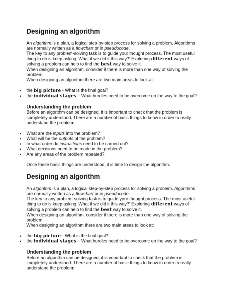 Designing An Algorithm | PDF | Algorithms | Mathematical Logic