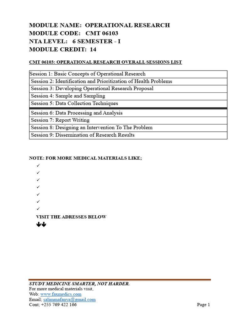 CMT 6 Operational Research Notes | PDF