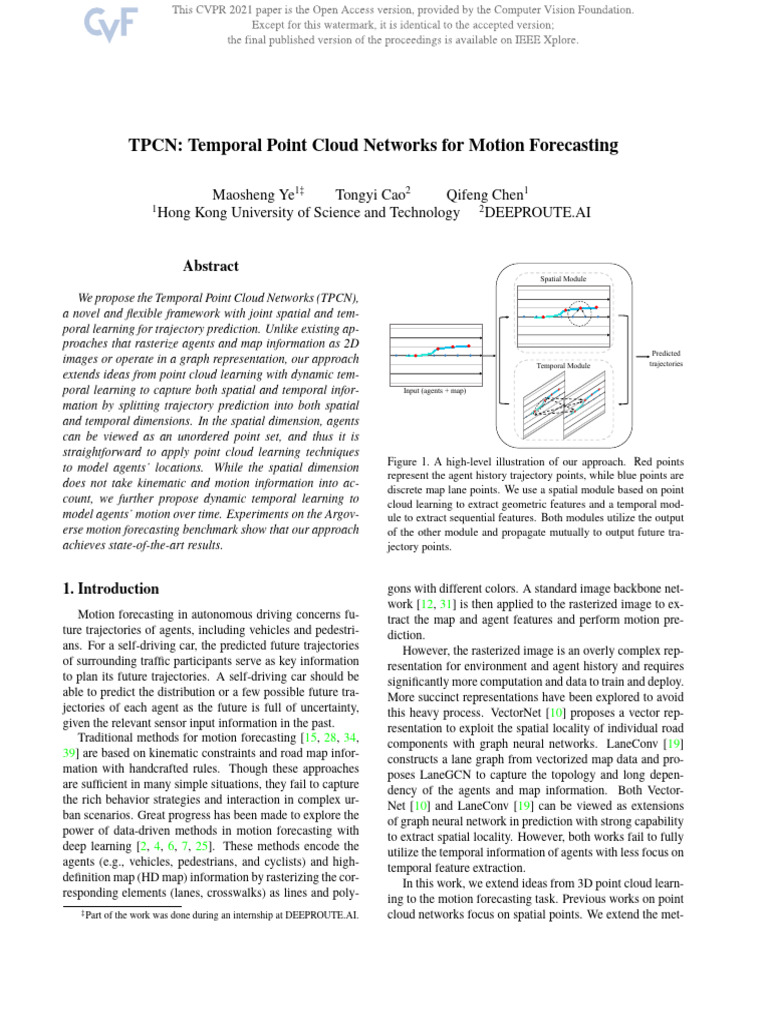 Temporal Point Cloud Networks for Motion Prediction | PDF | Applied ...