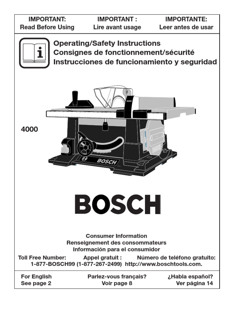 Bosch Table Saw r00160v-1 | Tools | Safety