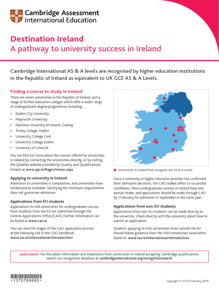 Destination Ireland | PDF | Educational Stages | Higher Education