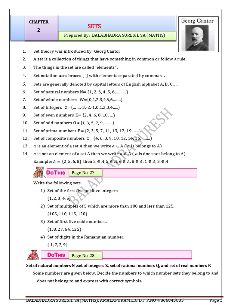 SETS - NOTES (1) | PDF | Element (Mathematics) | Discrete Mathematics