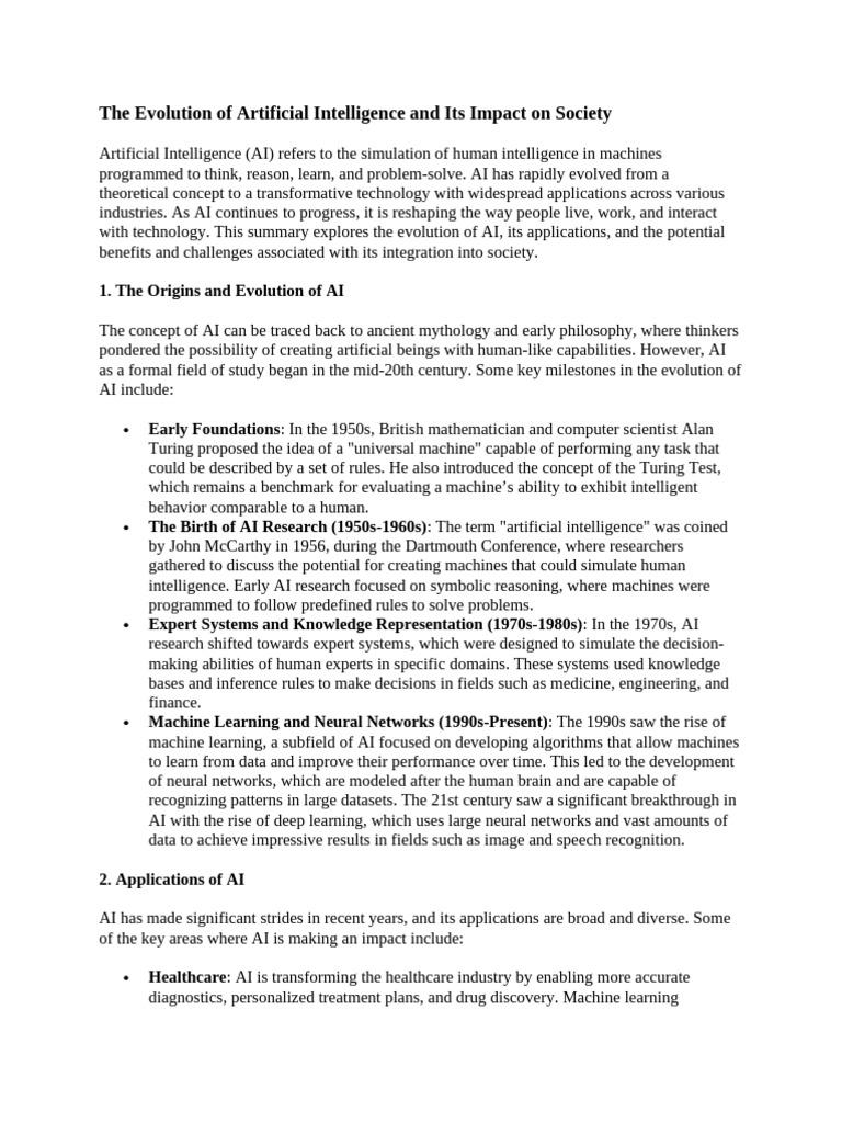 AI Evolution and Societal Impact | PDF | Artificial Intelligence ...