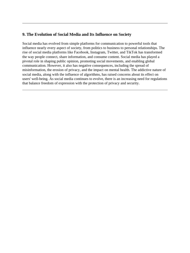 The Evolution of Social Media and Its Influence On Society | PDF