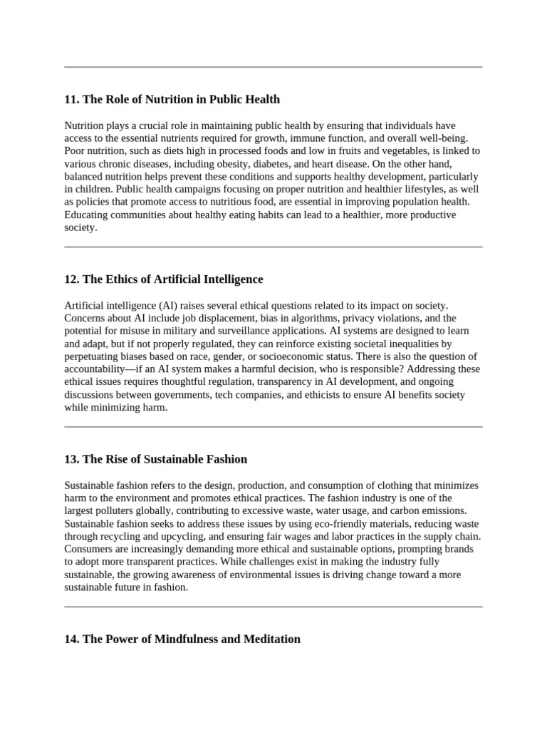 The Role of Nutrition in Public Health | PDF | Mindfulness | Nutrition