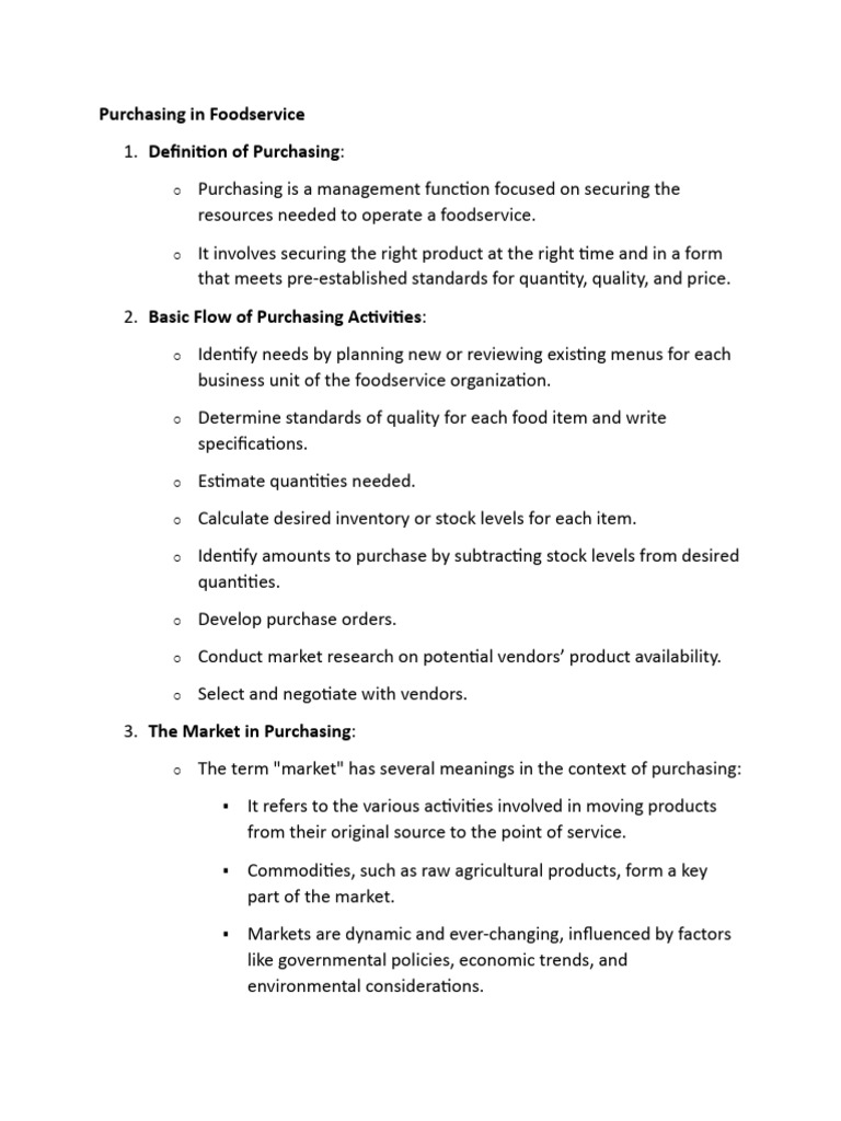 Foodservice Purchasing Essentials Guide | PDF | Procurement | Market ...