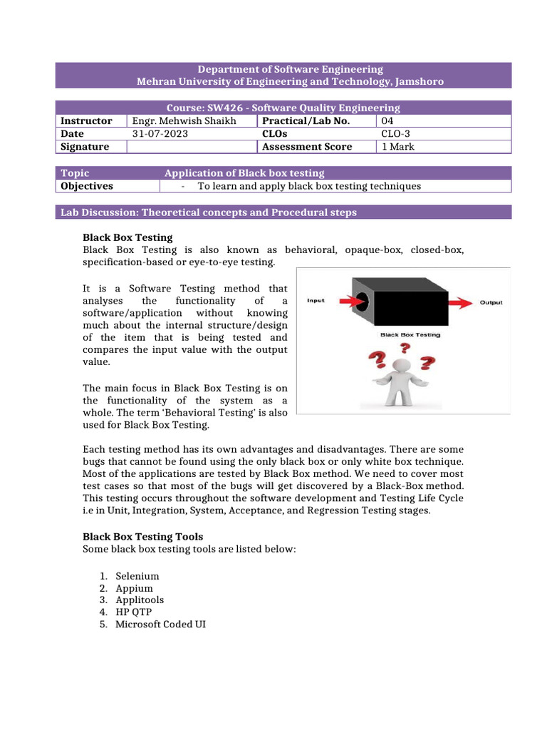 SQE LAB#4 (2) | PDF | Software Testing | Software Engineering