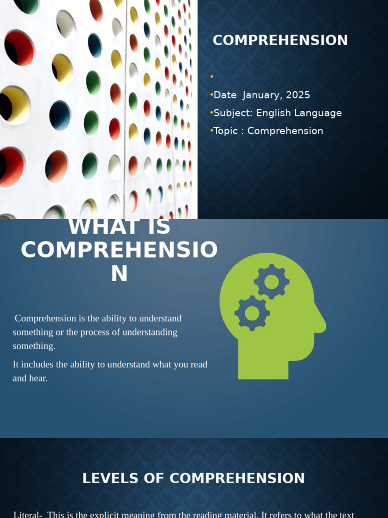 Understanding Comprehension Levels | PDF | Reading Comprehension ...