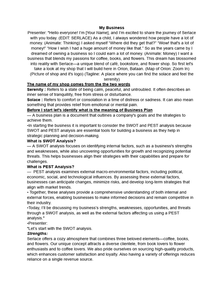My pdf swot analysis business