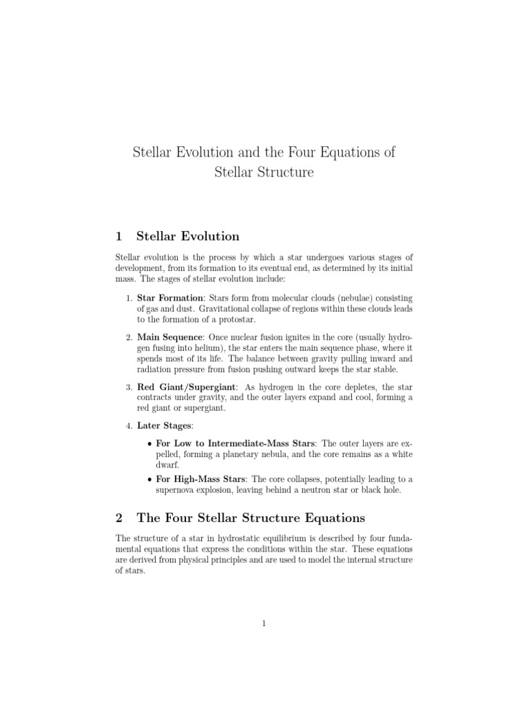 STELLAR_EVOLUTION_MATH_MODEL | PDF | Stars | Astronomy