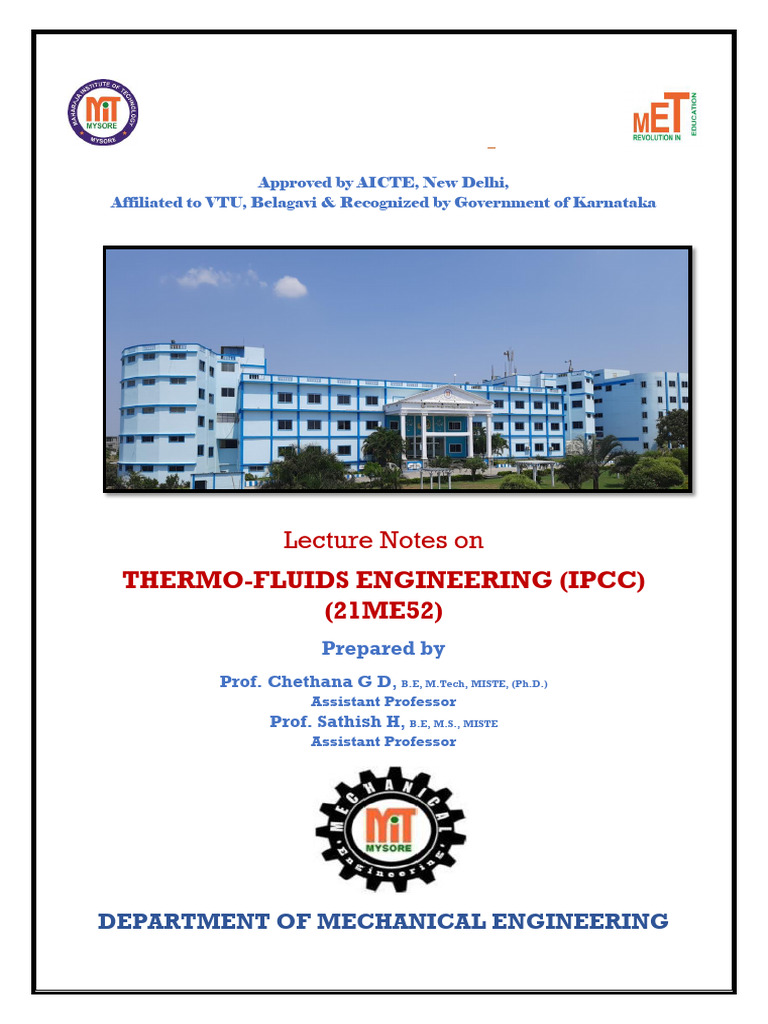 Thermo-Fluids Engineering Notes (21ME52) | PDF | Internal Combustion ...