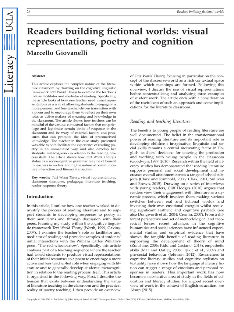 Text World Theory and Lit | PDF | Experience | Pedagogy