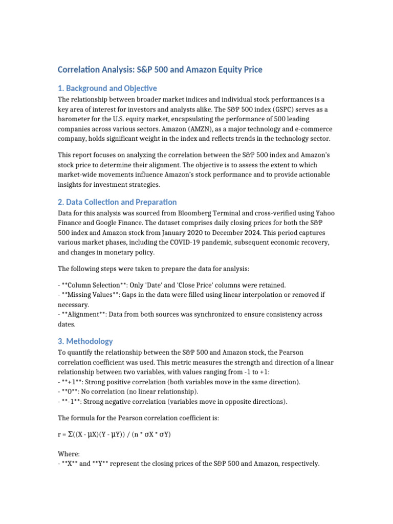 S&P 500 and Amazon Stock Correlation Analysis | PDF | Economies
