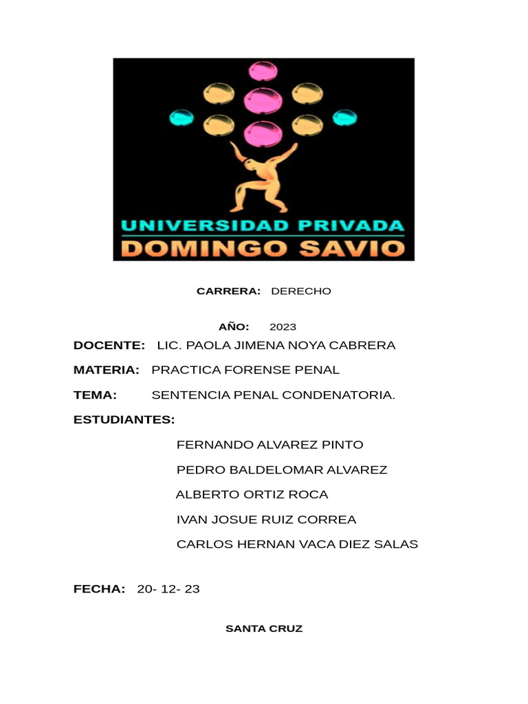 SENTENCIA CONDENATORIA. | PDF | Sentencia (ley) | Debido al proceso