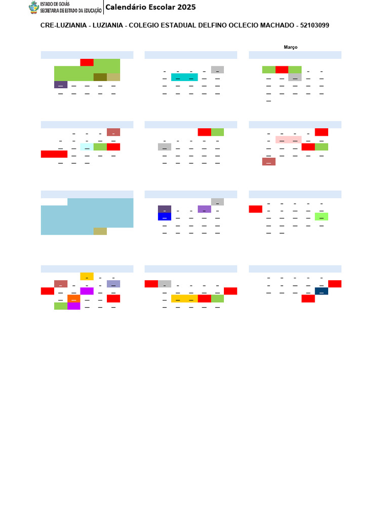 Calendário Escolar 2025 - Goiás | PDF