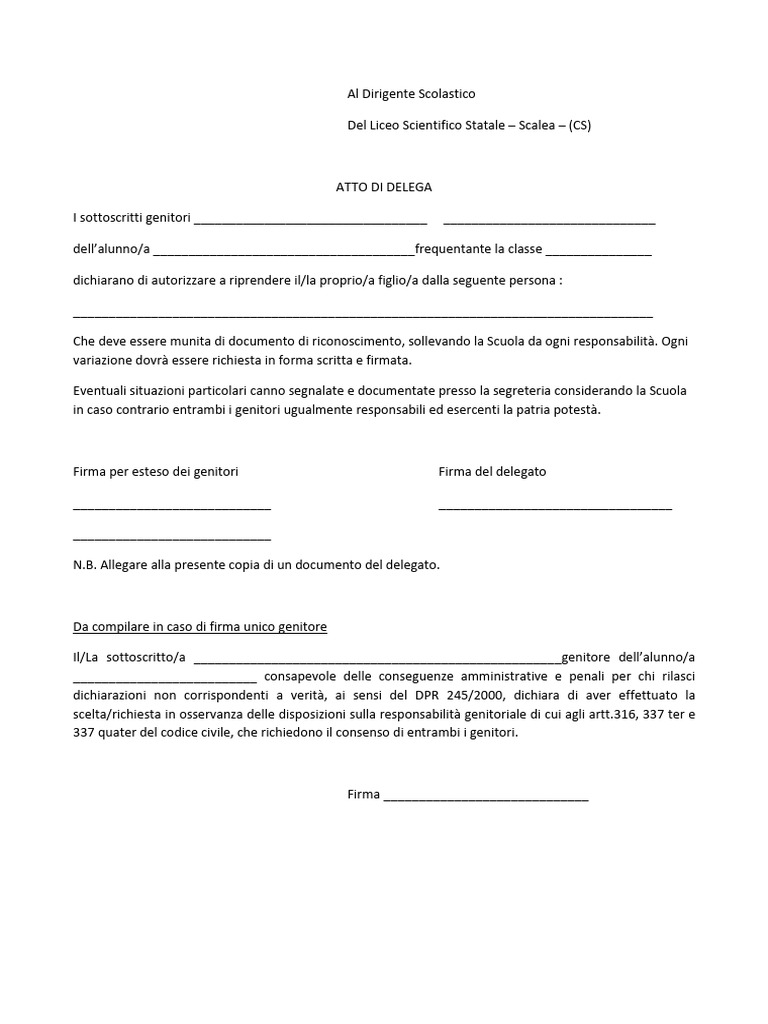 Modello Delega | PDF