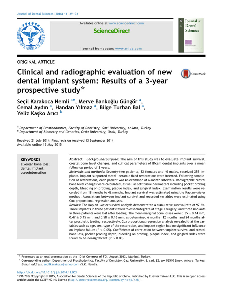 Clinical and Radiographic Evaluation of New Dental Implan - 2016 ...
