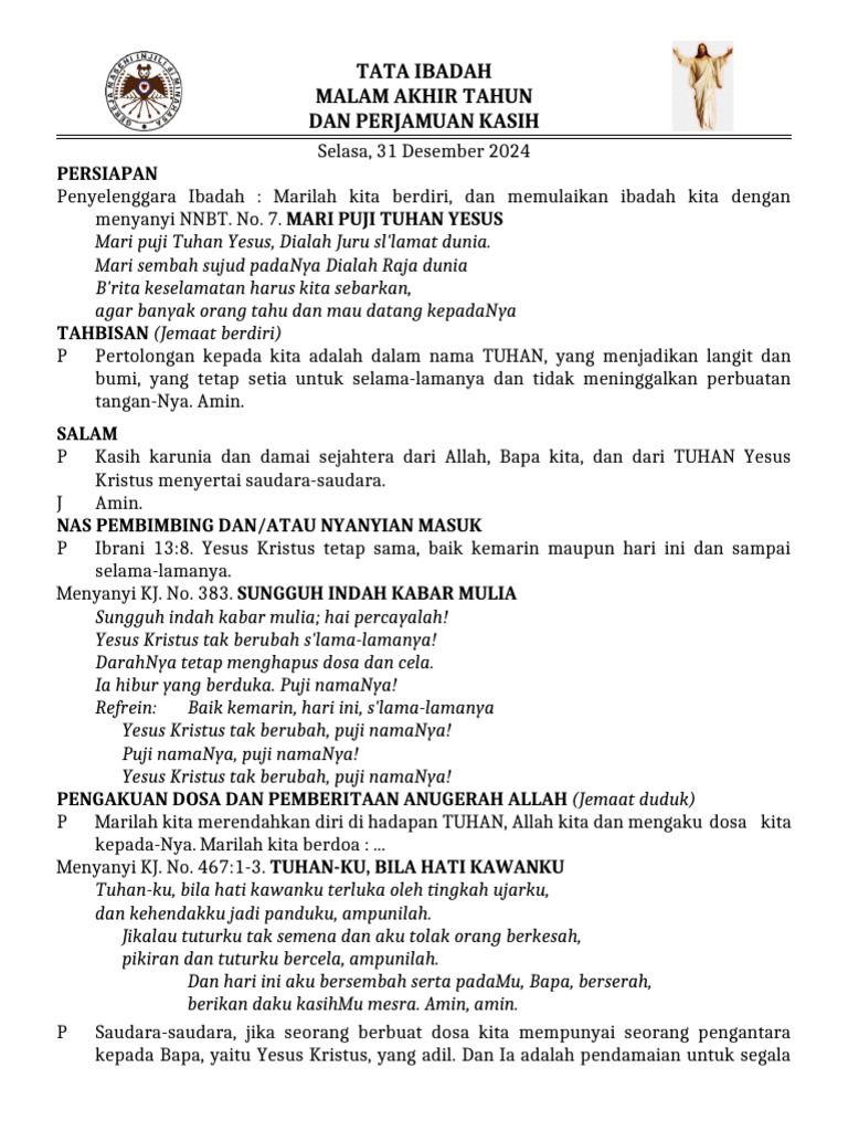 Fix Tata Ibadah Malam Akhir Tahun 2024 Dan Perjamuan Kasih Pdf