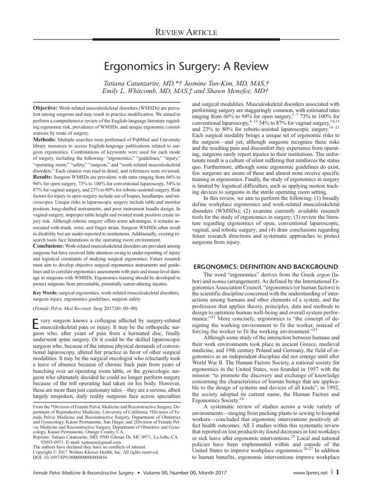 Ok Ergonomics in Surgery A Review | PDF | Anatomical Terms Of Motion ...