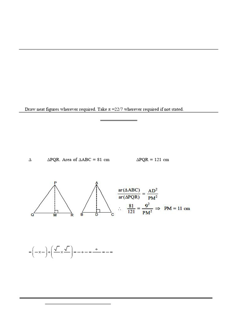 Class X Mathematics Sample Paper 2023 | PDF | Circle | Area