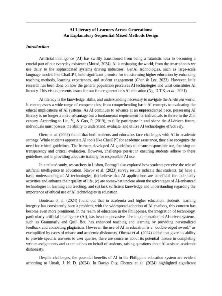 AI Literacy Across Generations | PDF | Artificial Intelligence ...