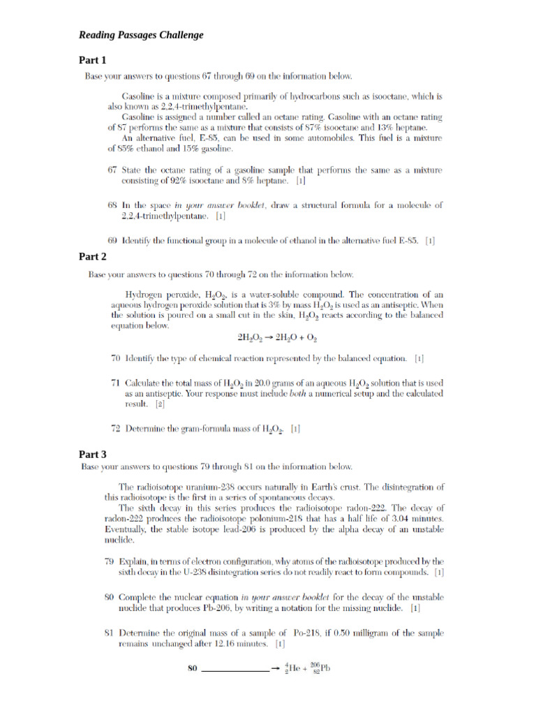 Reading Passages Challenge | PDF
