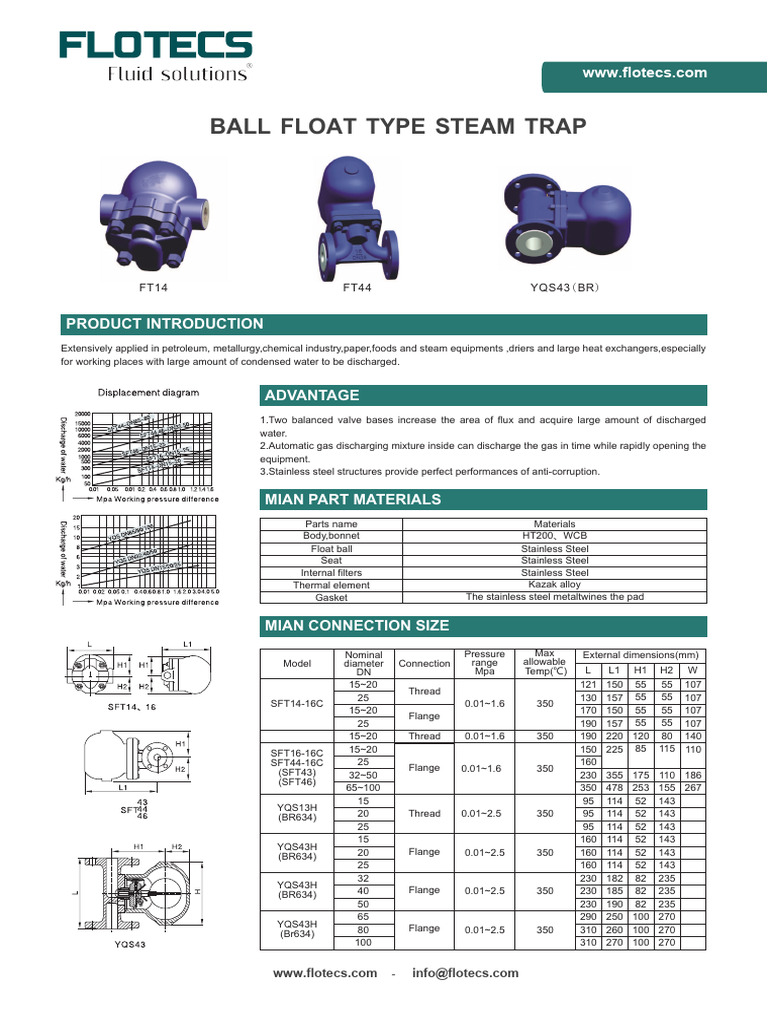 Flotecs Steam Trap Ball Float Type | PDF | Valve | Mechanical Engineering