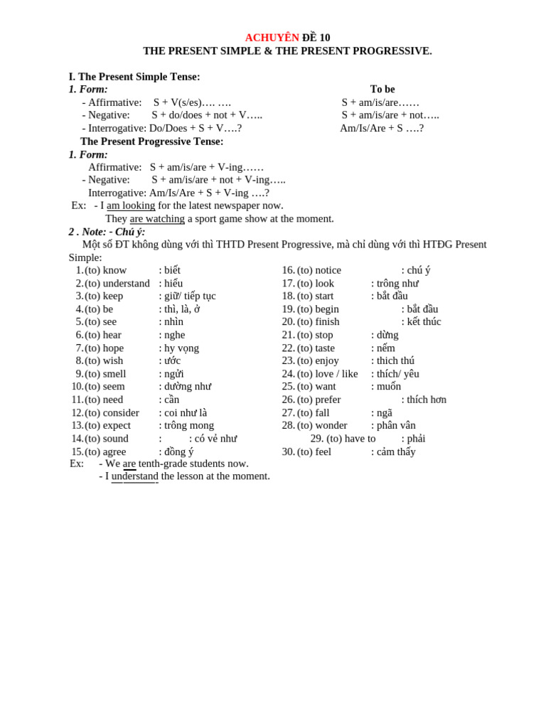 Present Simple vs. Present Progressive Guide | PDF