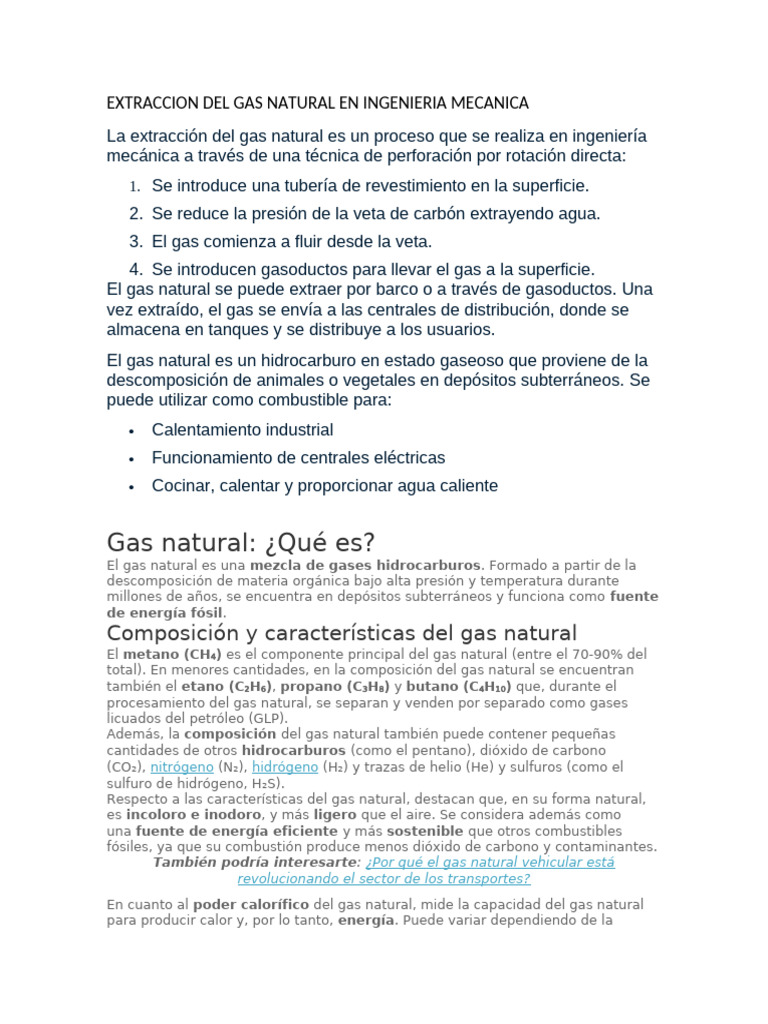 Extracción y Procesamiento de Gas Natural | PDF | Gas natural | Gases