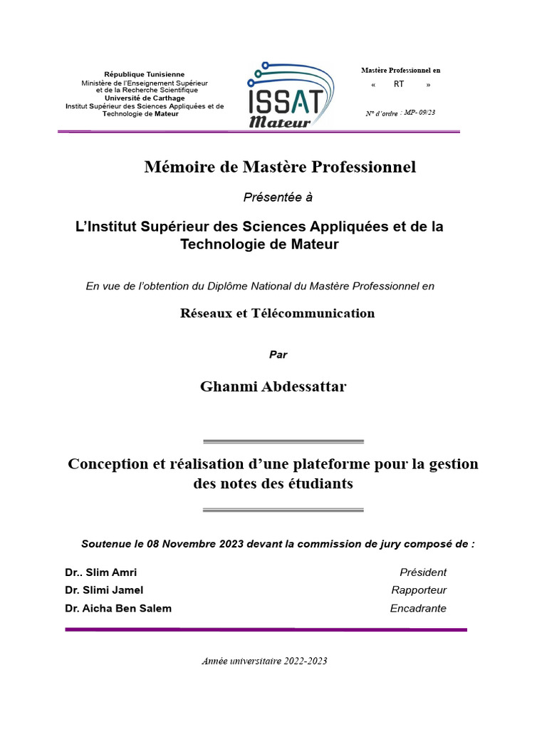 Gestion des notes des étudiants ISSAT | PDF | Architecture de logiciel ...